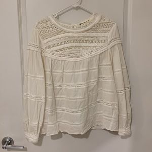 White blouse with knit detail (size: M)